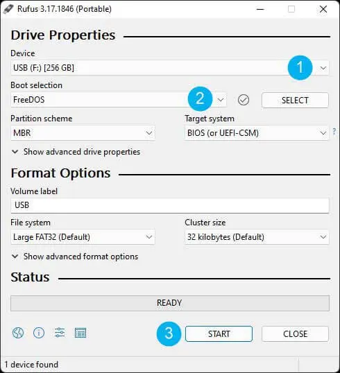 Boot DOS From USB using Rufus