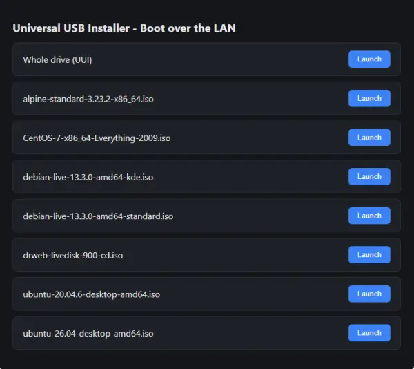 Boot from USB or ISO Over LAN