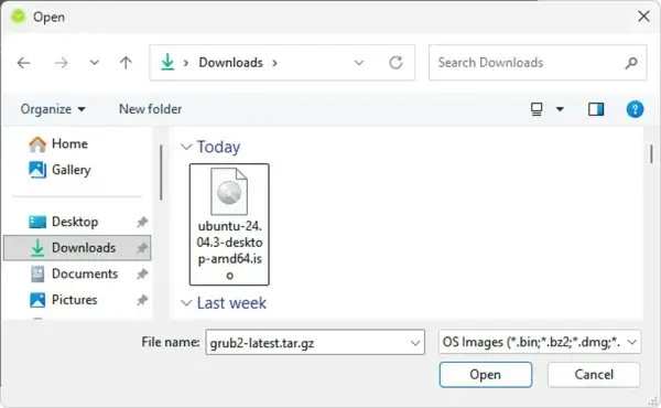 Browse and Select ISO