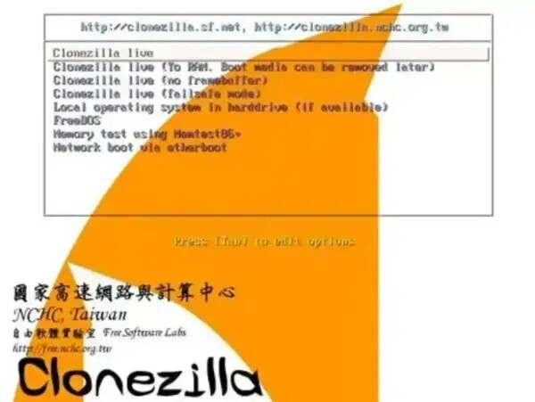 Booting from a Live Clonezilla USB Live Clonezilla USB boot