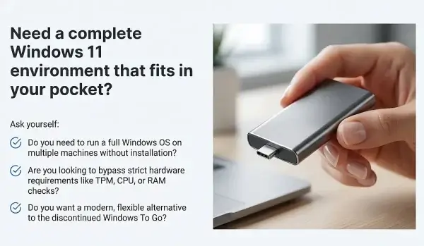 Complete Windows 11 on USB Run a Complete Windows 11 from USB
