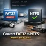 Converting FAT32 to NTFS safely