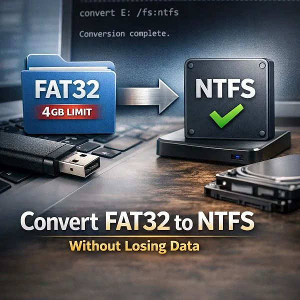 Converting FAT32 to NTFS safely in Linux - without losing data Converting FAT32 to NTFS safely