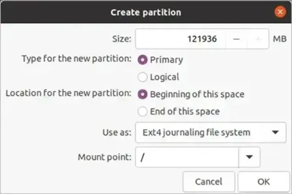 Create an Ext4 part Create an Ext4 part