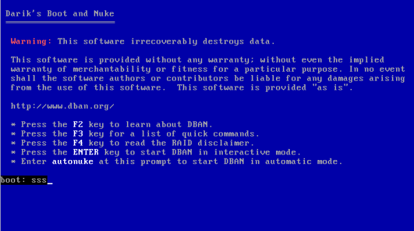 Bootable USB Disk Eraser Wiping data with a USB-based boot tool