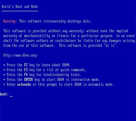 DBAN Running From USB DBAN Running From USB
