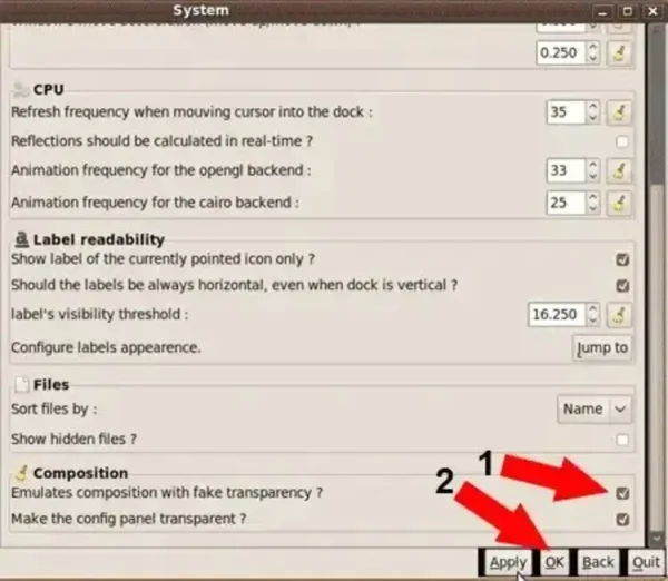 Emulate Composition Cairo Dock