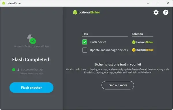 Etcher Bootable USB Finished