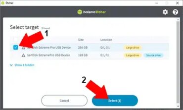 Etcher Destination USB Clone