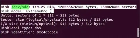 Use fdisk  l to locate usb device