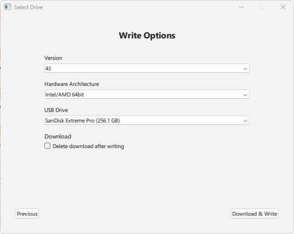 Fedora Media Writer download and write