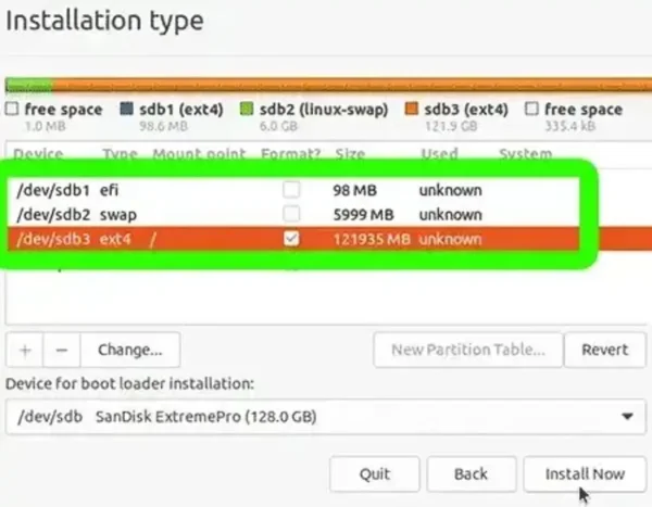 Choose Install Now to Install Ubuntu from USB Install Ubuntu from USB