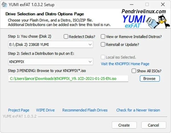 Make a KNOPPIX Live bootable USB with YUMI Multiboot KNOPPIX Live USB Maker
