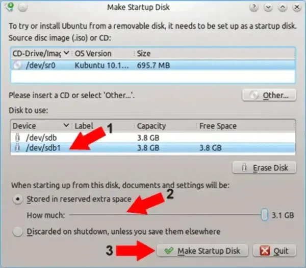 Kubuntu Make Startup Disk