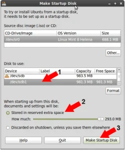 Make a Mint8 USB Flash Drive using USB Startup Disk Creator