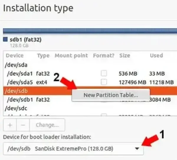 Create a New Partition Table Create a New Partition Table