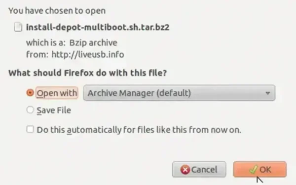 Open multiboot.sh with Download Manager