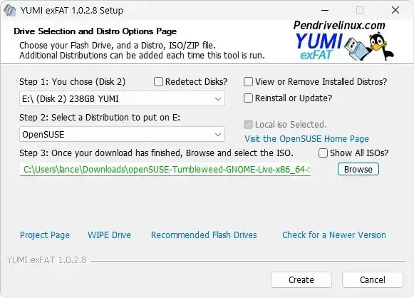 OpenSUSE bootable USB