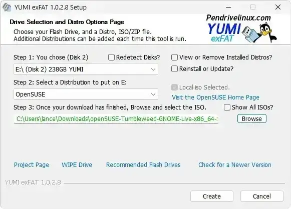 OpenSUSE bootable USB
