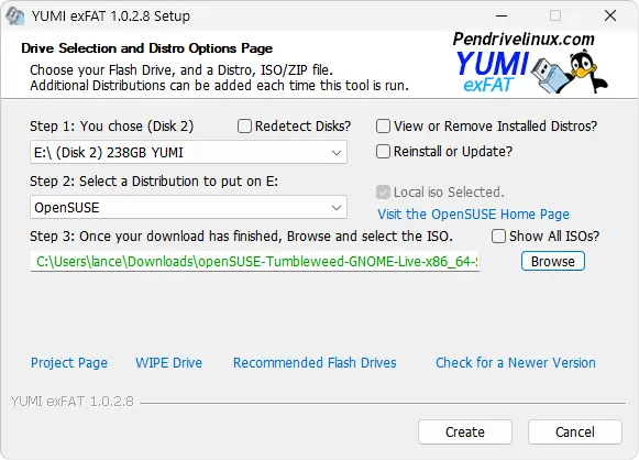 OpenSUSE bootable USB