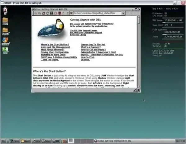 Run Damn Small Linux in Windows