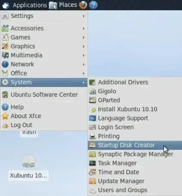Run the Startup Disk Creator in older Xubuntu