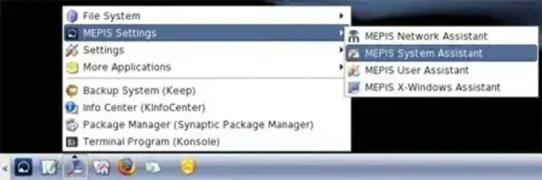 Start the MEPIS System Assistant