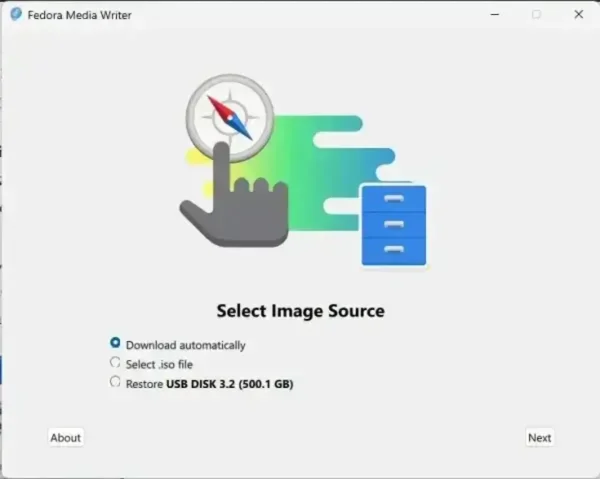 Select Fedora image source