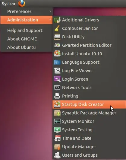 Start Ubuntu's Startup Disk Creator