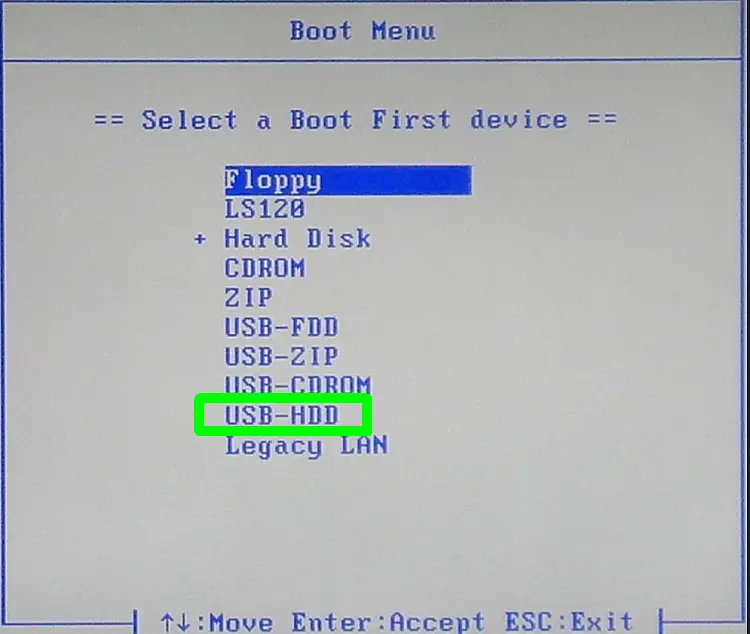 USB BIOS Boot settings