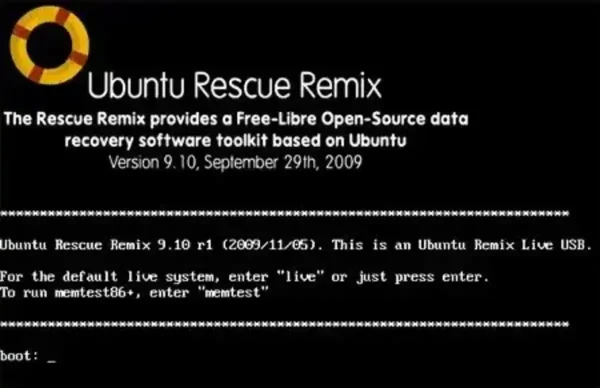 Ubuntu Rescue Remix Bootable USB Ubuntu Rescue Remix running from USB