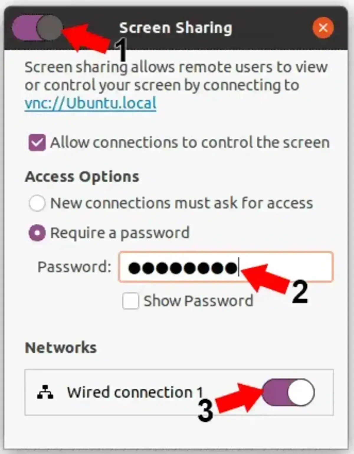Ubuntu Screen Sharing Options