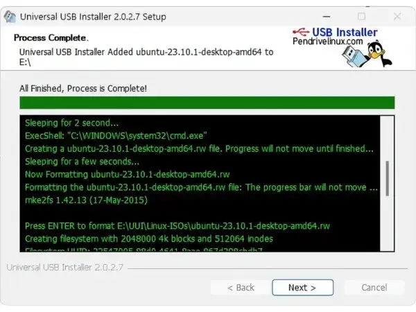 Universal USB Installer easy as 123 - ISO to USB File Copying Progress Window Universal USB Installer - copying ISO to USB