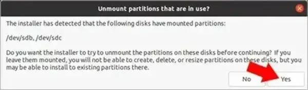 Unmount Partition in USE Unmount Partition in USE