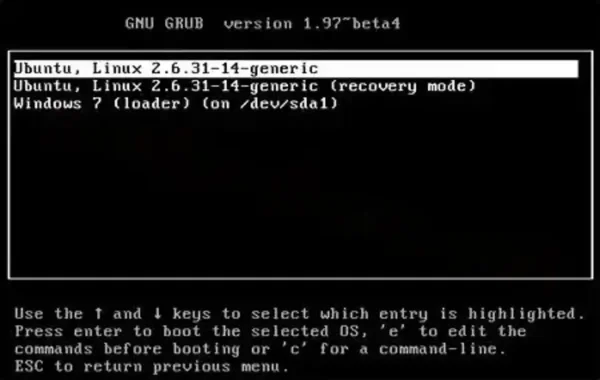 WUBI Grub2 Menu - Press E to edit the first selection