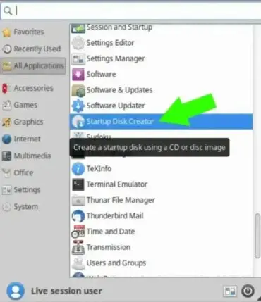Using Startup Disk Creator to create Xubuntu Live USB with persistence