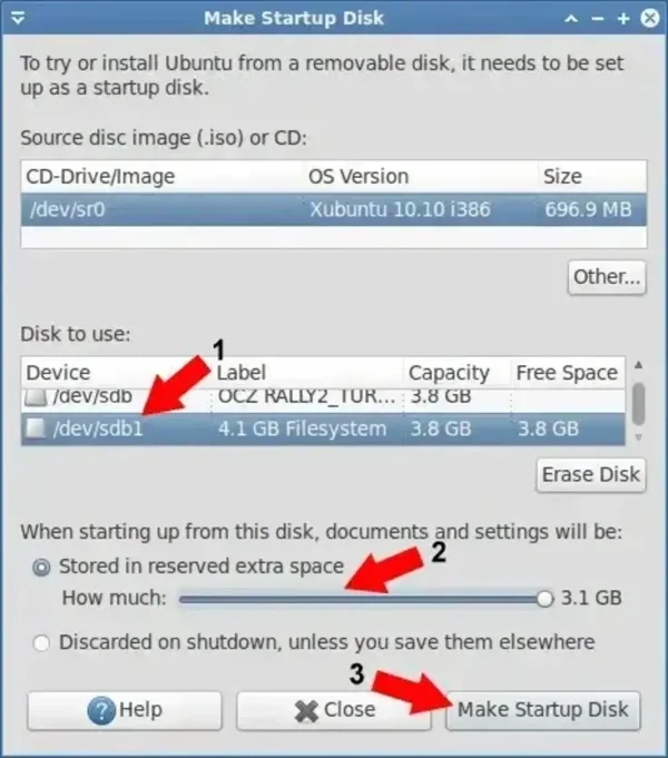 Make Startup Disk with persistence