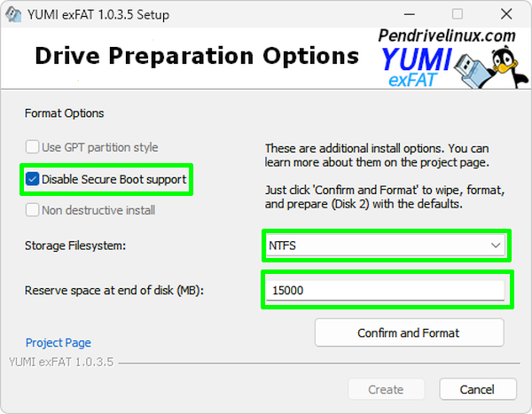 YUMI Drive Preparation Options