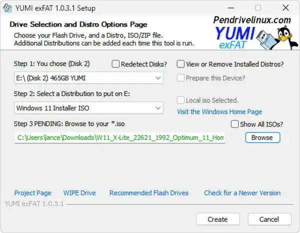 Using YUMI to make a Windows 11 Bootable USB drive YUMI make Windows Bootable USB