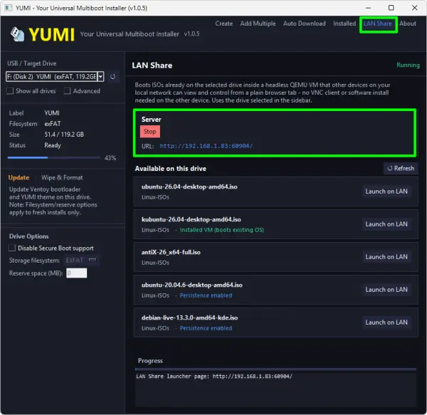 YUMI_Py ISO or VM LAN Share