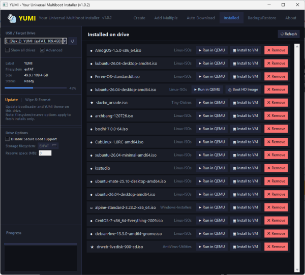 Listing Installed Distributions YUMI Python Remove Installed