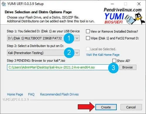 Creating USB Bootable KALI with YUMI