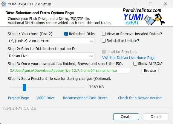 YUMI exFAT Debian Live USB Persistence