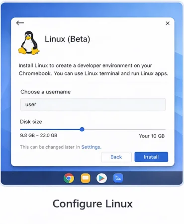 configure linux on your chromebook