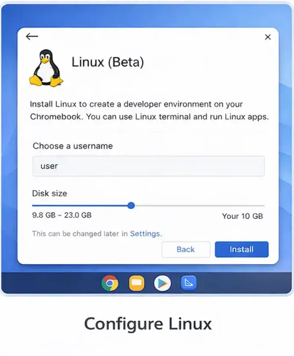 configure linux on your chromebook
