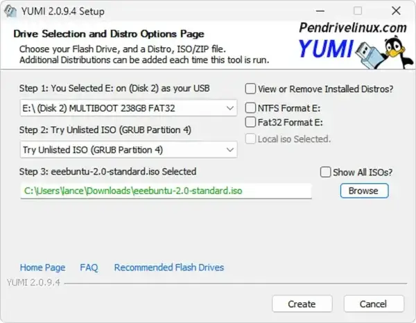 eeebuntu bootable usb using yumi