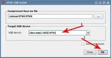 Installing STUX to the USB flash drive