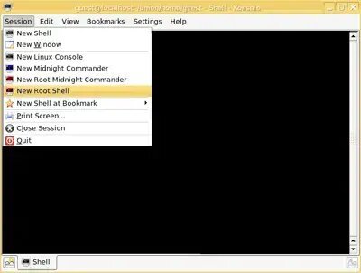 select new root shell from terminal