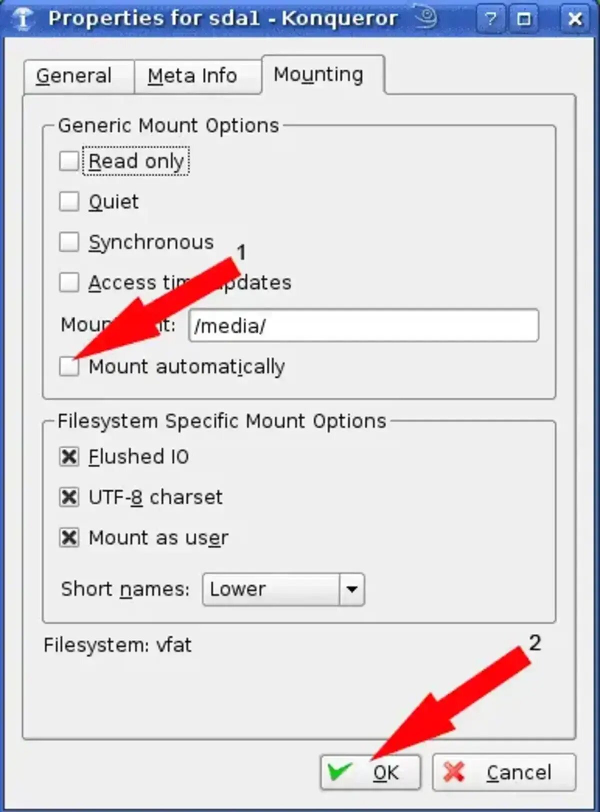 uncheck the option to mount automatically