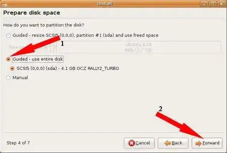 prepare disk space